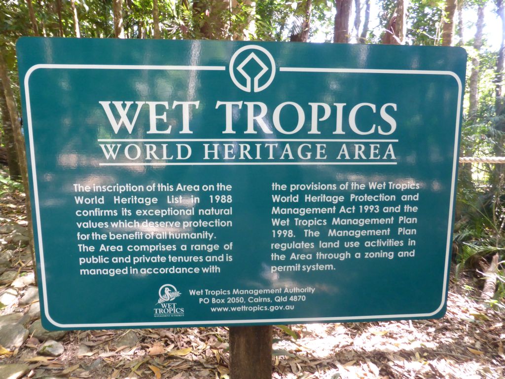 Information on the World Heritage List inscription of the Wet Tropics, at the Barron Falls Skyrail Station