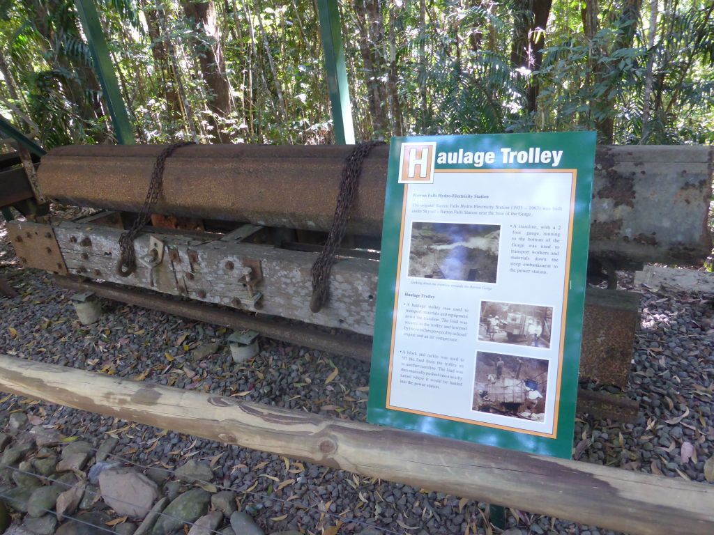 Haulage Trolley, with explanation, at the Barron Falls Skyrail Station