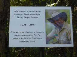 Information on Djabugay Elder Milton Brim, at the third viewpoint at the Barron Falls Skyrail Station