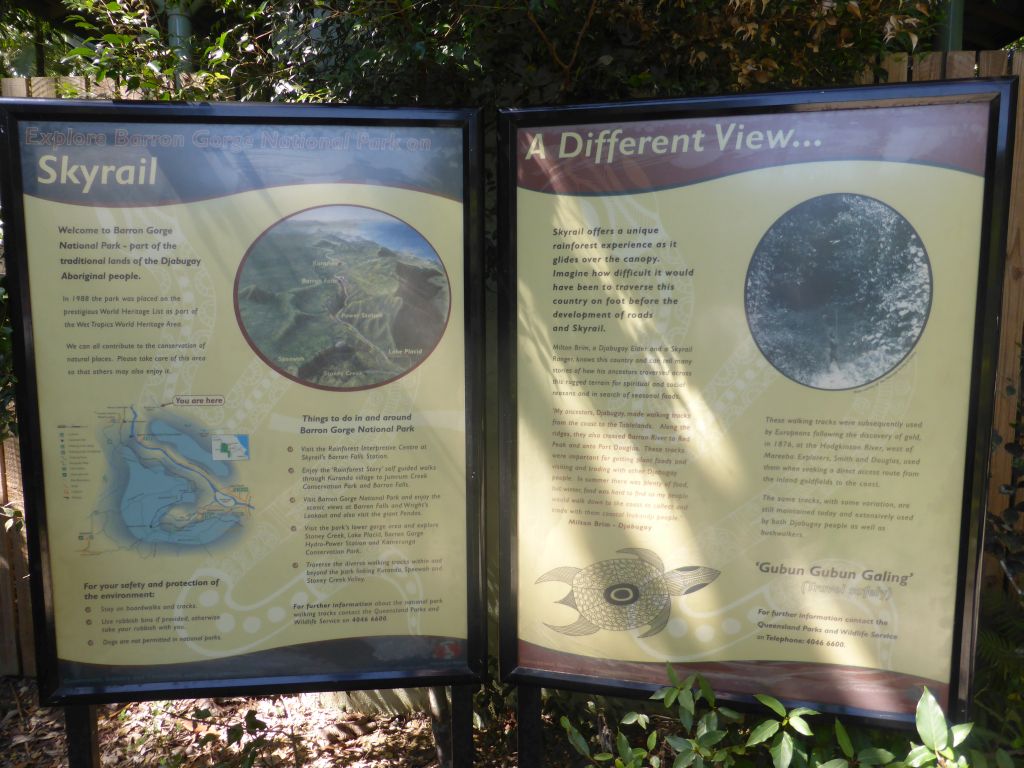 Information on the Skyrail and Barron Gorge National Park, at the Barron Falls Skyrail Station