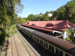 The Kuranda Railway Station with the Kuranda Scenic Railway train, viewed from the walkway