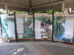 Posters with information on the Kuranda Scenic Railway, at the Barron Falls Railway Station
