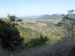 The town of Caravonica and Mount Whitfield, viewed from the Kuranda Scenic Railway train near the Red Bluff rocks
