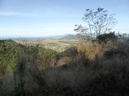 The town of Caravonica and Mount Whitfield, viewed from the Kuranda Scenic Railway train near the Red Bluff rocks