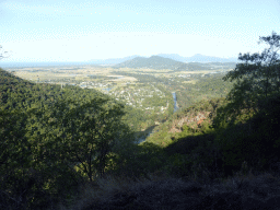 The towns of Caravonica and Freshwater and Mount Whitfield, viewed from the Kuranda Scenic Railway train near the Red Bluff rocks