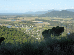 The town of Caravonica and Mount Whitfield, viewed from the Kuranda Scenic Railway train near the Red Bluff rocks