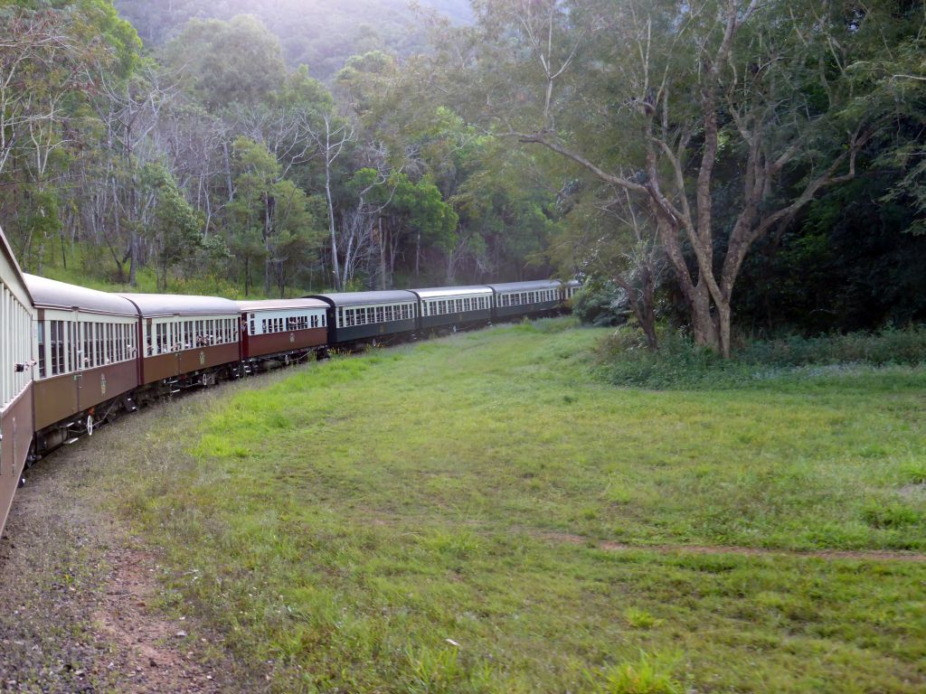 The Kuranda Scenic Railway train at the Horseshoe Bend