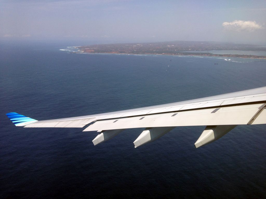 The Kuta Selatan peninsula, viewed from the airplane from Melbourne