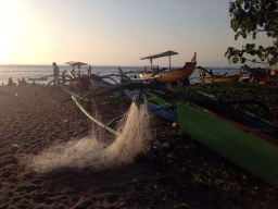 Boats with a fish net at the Pantai Jerman beach