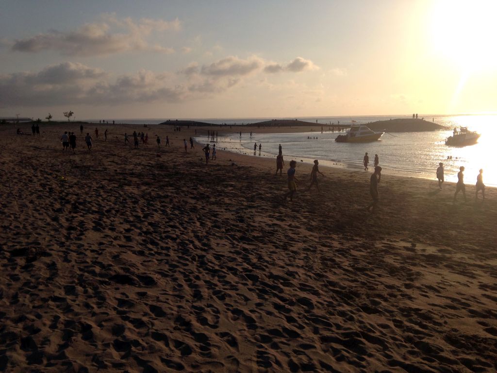 South side of the Pantai Jerman beach, with boats in the water