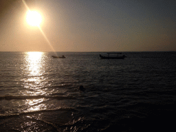 Boats in the water, viewed from the Pantai Jerman beach