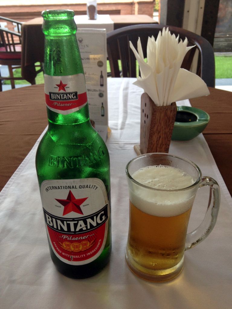 Bintang beer at the Shri Aryma Beach Restaurant at the Jalan Wana Segara street