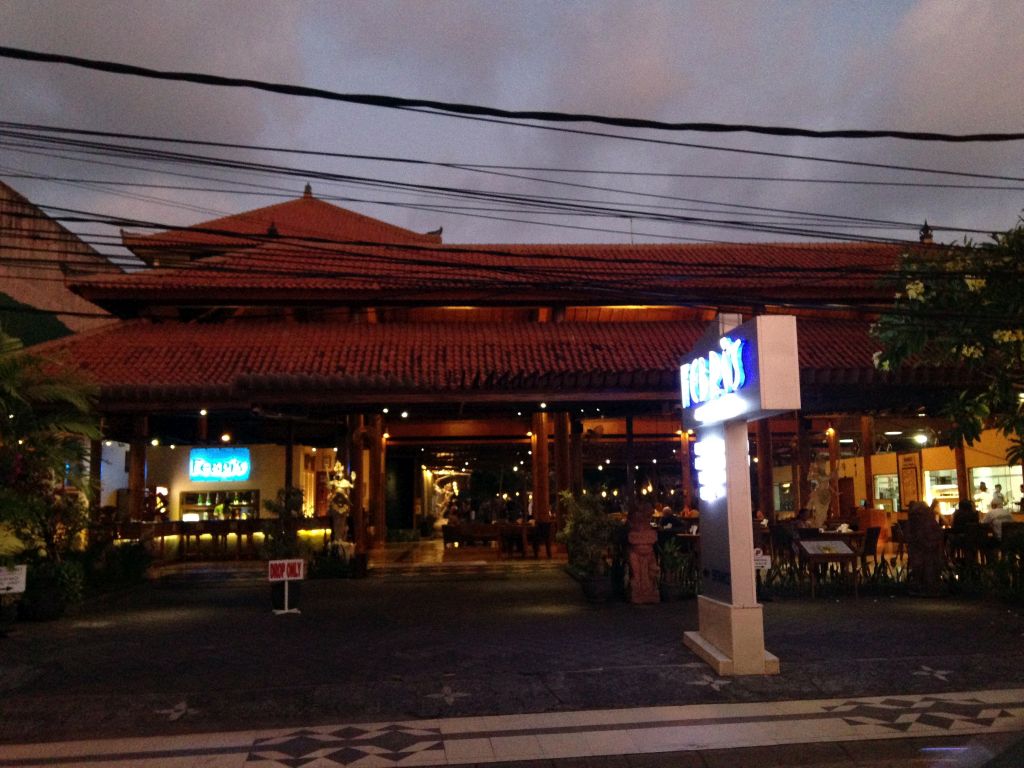 Front of the Febri`s Hotel at the Jalan Kartika street, at sunset