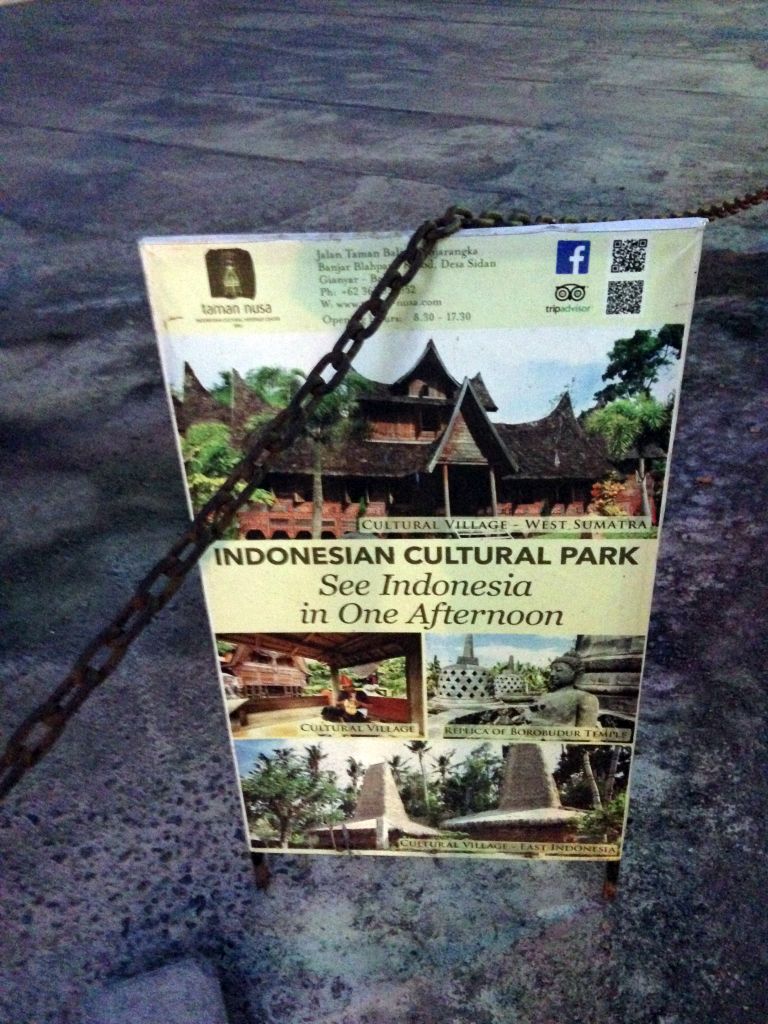 Information on the Taman Nusa Indonesian Culture Park at the Jalan Kartika street