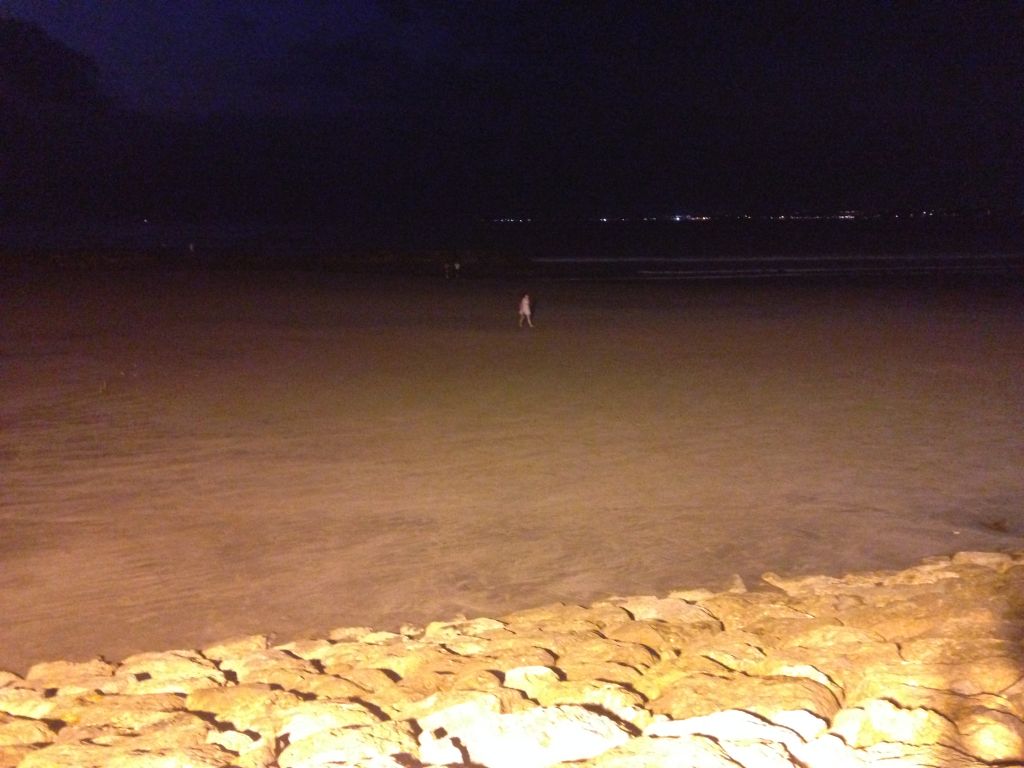 South side of the Pantai Kuta beach, by night