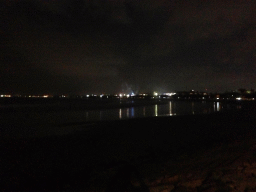 Light show and fireworks at Pantai Kuta beach, by night