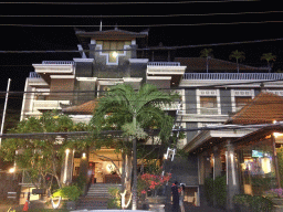 Front of the Vira Bali Hotel at the Jalan Kartika street, by night