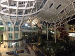 Main hall of the Ngurah Rai International Airport, viewed from the top floor, by night