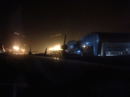 The SoekarnoHatta International Airport of Jakarta, viewed from the airplane from Denpasar, by night