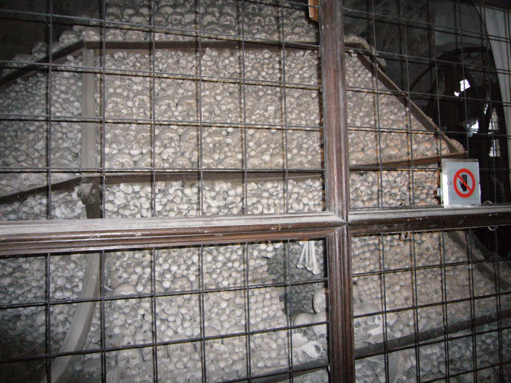 Pile of skulls and bones in the Sedlec Ossuary