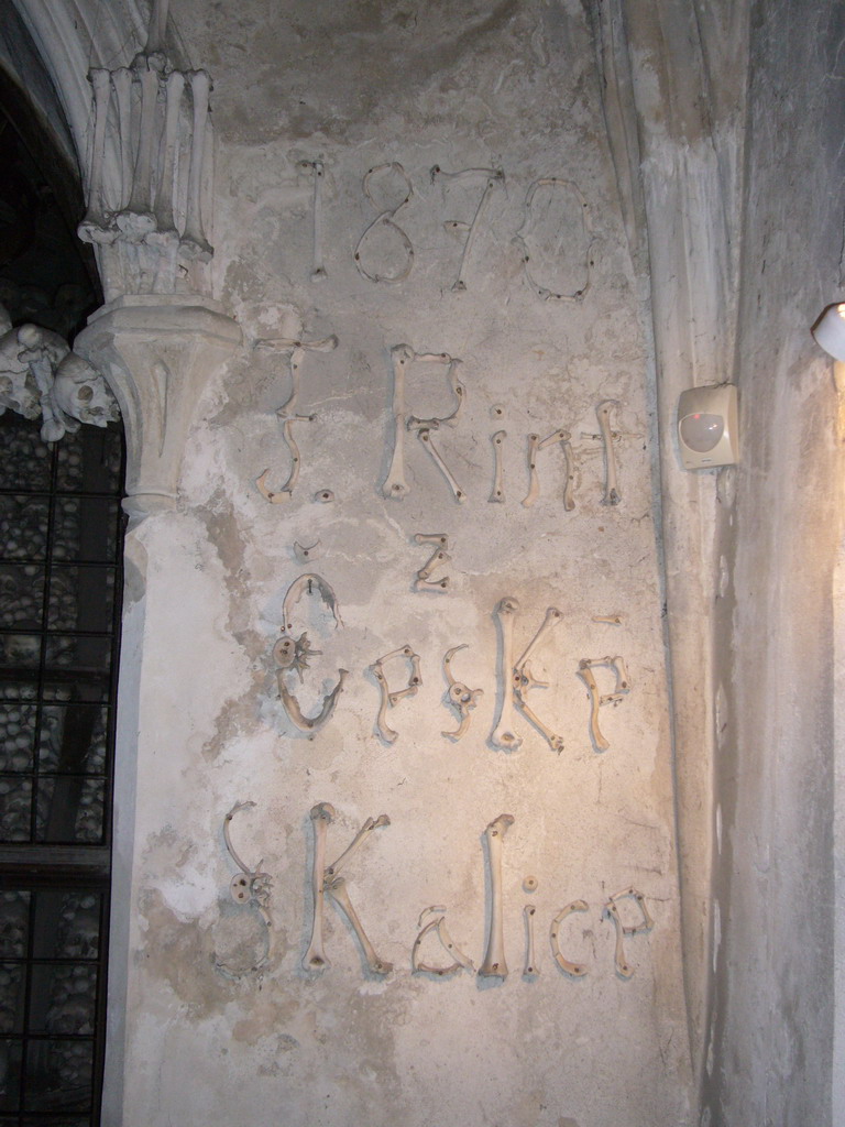 Inscription of bones in the Sedlec Ossuary