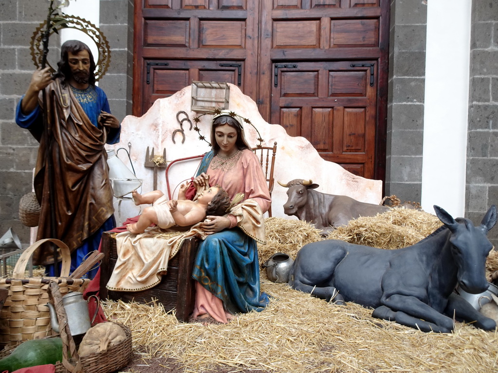 Nativity scene in front of the La Laguna Cathedral at the Plaza de los Remedios square