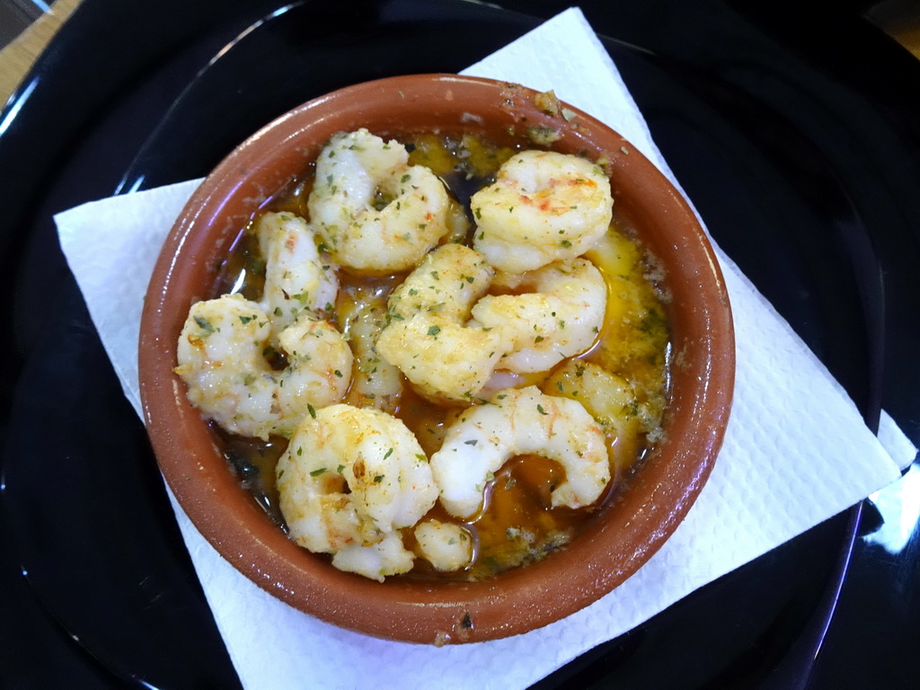 `Gambas al Ajillo` at the Sagradas Cañas restaurant