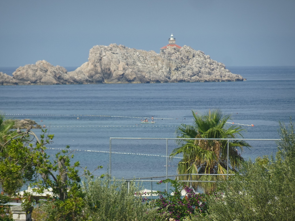 The Adriatic Sea and the Otok Greben island with the Grebeni Lighthouse, viewed from the restaurant of the Grand Hotel Park