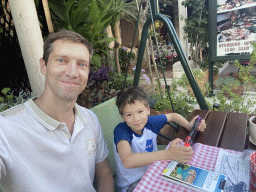 Tim and Max on the terrace of the Restaurant Konavoka