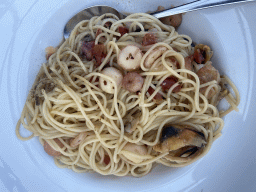 Pasta on the terrace of the Restaurant Konavoka