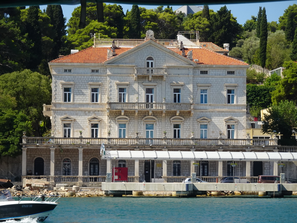 The Department of Economics and Business Economics building of the University of Dubrovnik at the Lapadska Obala street, viewed from the Elaphiti Islands tour boat