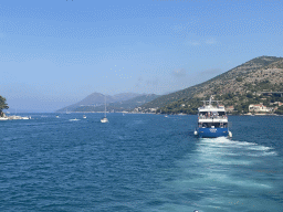 Boats at the Gru Port and the Adriatic Sea, viewed from the Elaphiti Islands tour boat