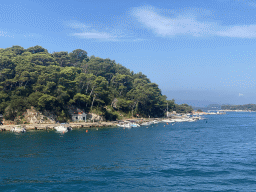 Boats at the Gru Port and the Adriatic Sea, viewed from the the Elaphiti Islands tour boat
