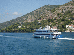 Tour boat leaving the Gru Port, viewed from the Elaphiti Islands tour boat