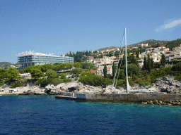 The Sun Gardens Dubrovnik hotel and its pier, viewed from the Elaphiti Islands tour boat