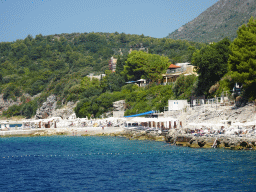 Beach of the Sun Gardens Dubrovnik hotel, viewed from the Elaphiti Islands tour boat