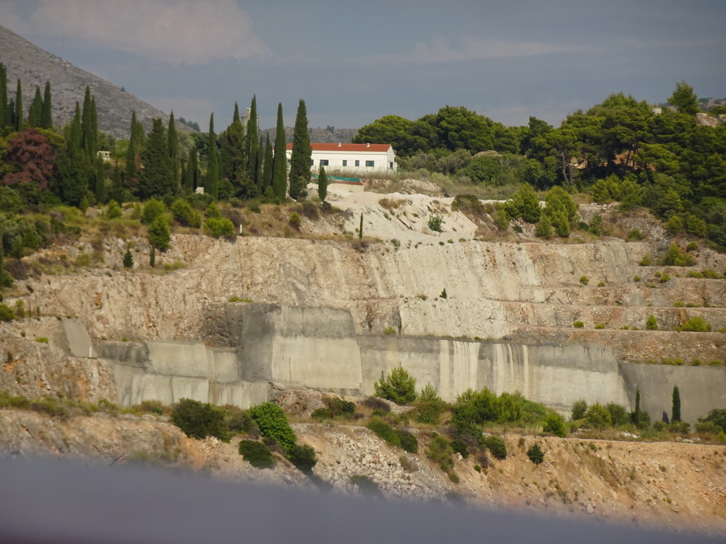 House on a hill at the northwest side of Dubrovnik, viewed from the Elaphiti Islands tour boat