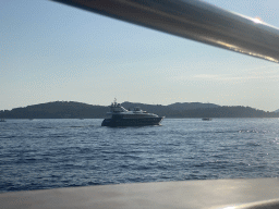 Boats on the Adriatic Sea and the Kolocep island, viewed from the Elaphiti Islands tour boat