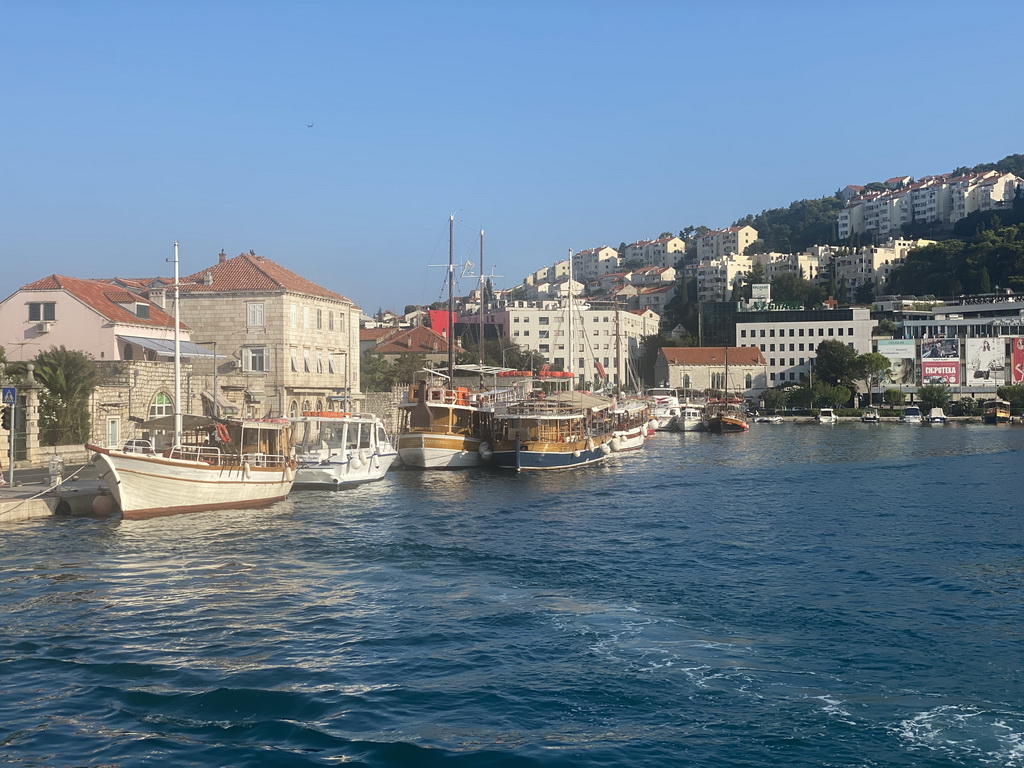 Boats at the Gru Port, viewed from the Elaphiti Islands tour boat