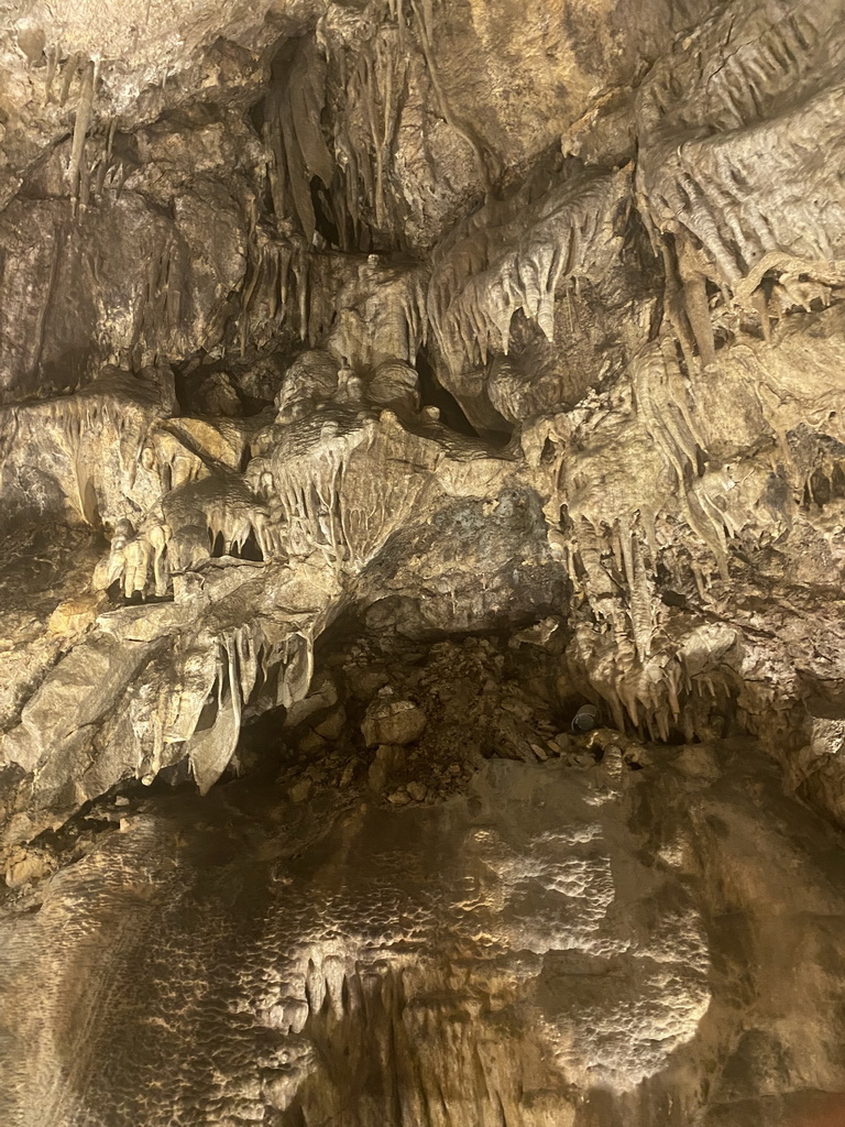 Stalactites on the wall of the small cave at the Cave Bar More