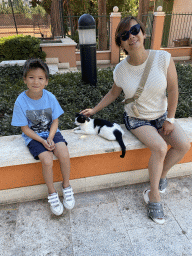 Miaomiao and Max with a cat at the etalite Kralja Zvonimira street