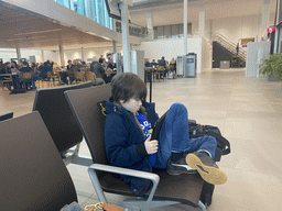 Max at the departure hall of the Rotterdam The Hague Airport