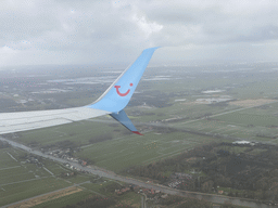 The Schie river and farmlands, viewed from the airplane from Rotterdam