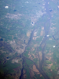 The Loire river inbetween Le Mans and Nantes in France, viewed from the airplane from Rotterdam