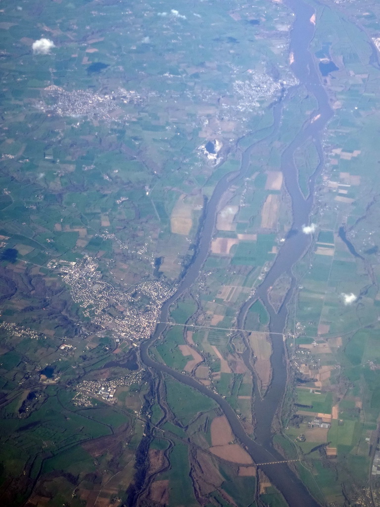The Loire river inbetween Le Mans and Nantes in France, viewed from the airplane from Rotterdam