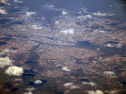 The city of Nantes in France, viewed from the airplane from Rotterdam