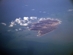 The Île d`Yeu island in France, viewed from the airplane from Rotterdam