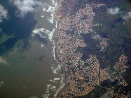 The town of Bretignolles-sur-Mer in France, viewed from the airplane from Rotterdam