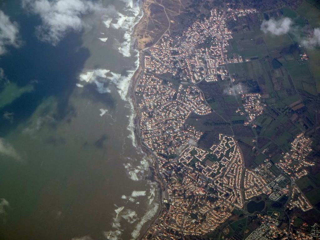 The town of Bretignolles-sur-Mer in France, viewed from the airplane from Rotterdam