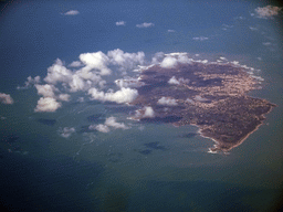 The Île d`Yeu island in France, viewed from the airplane from Rotterdam